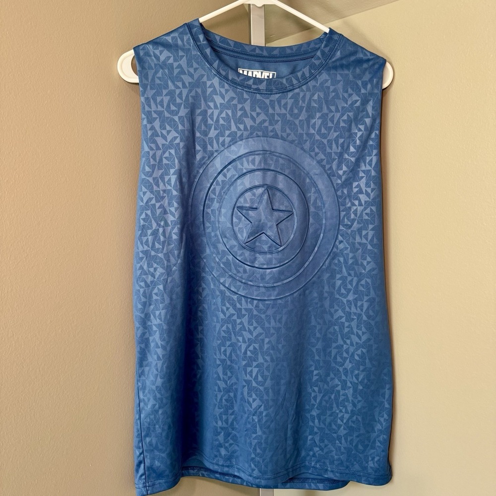 Men's Marvel Captain America Shield 3-D‎ -Tank Top in Blue Size large
